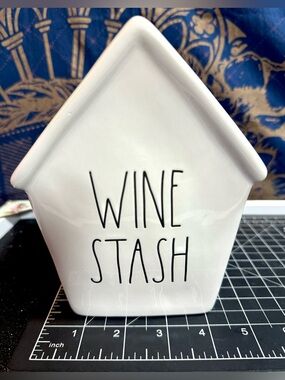 Rae Dunn Ceramic Birdhouse Coin Bank WINE STASH Artisan Collection By Magenta